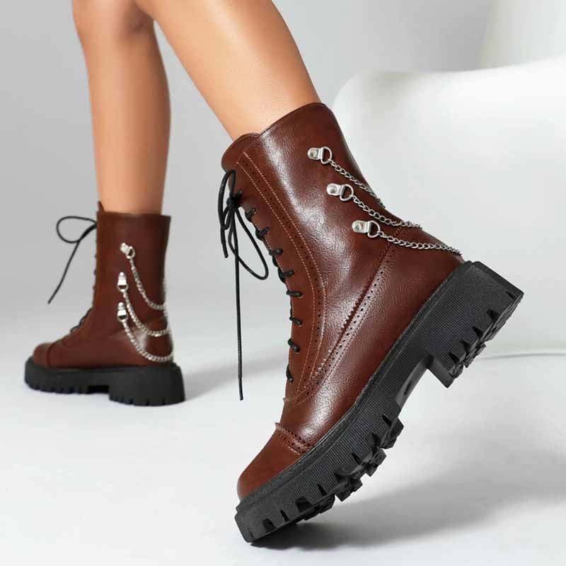 Women's Combat Boots High Top Ankle Lace-Up Boots