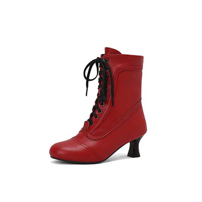 Women's Low Heel Lace-Up Boots