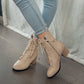 Women Faux Leather Block Heel Zip Ankle Boots Casual Dress Boots