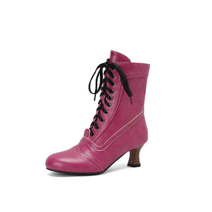Women's Low Heel Lace-Up Boots