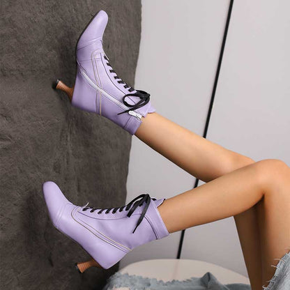 Women's Low Heel Lace-Up Boots
