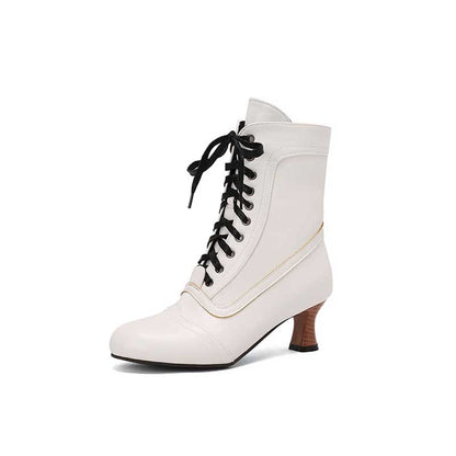 Women's Low Heel Lace-Up Boots