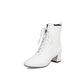 Women Lace-Up Faux Leather Block Heel Ankle Boots Dress Boots