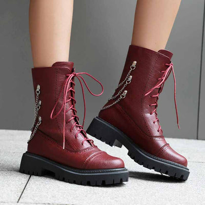 Women's Combat Boots High Top Ankle Lace-Up Boots