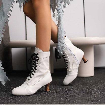 Women's Low Heel Lace-Up Boots