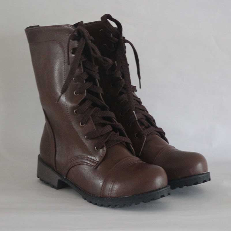 Women's Short Boots Lace-Up Low Heel Boots