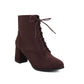 Women Lace-up Chunky High Heel Boots Vintage Ankle Booties Suede Shoes