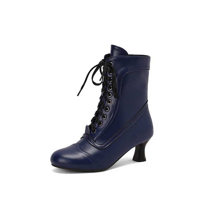 Women's Low Heel Lace-Up Boots