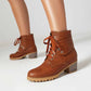 Women's lace up boots chunky heeled ankle boots
