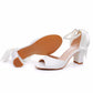 2.95" Chunky Lace Up Wedding Sandals Vintage Peep Toe Bridal Shoes