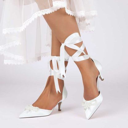 Low Heels Dress Hels Ankle Strap With Bow Tie Bridal Shoes Preals Prom Heels