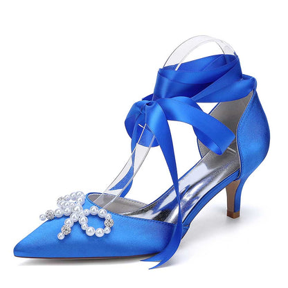 Low Heels Dress Hels Ankle Strap With Bow Tie Bridal Shoes Preals Prom Heels