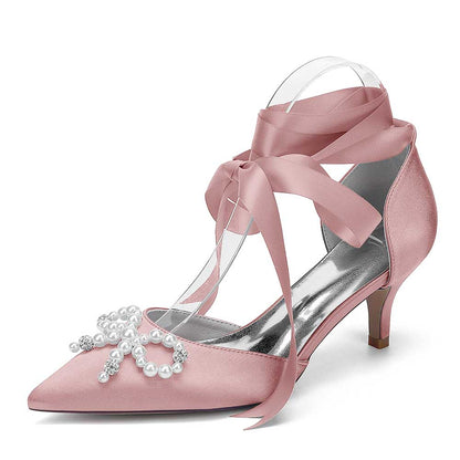 Low Heels Dress Hels Ankle Strap With Bow Tie Bridal Shoes Preals Prom Heels