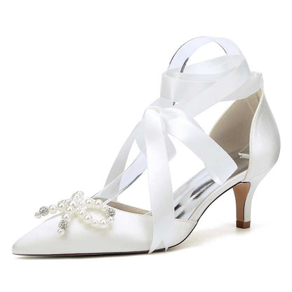 Low Heels Dress Hels Ankle Strap With Bow Tie Bridal Shoes Preals Prom Heels
