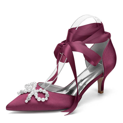 Low Heels Dress Hels Ankle Strap With Bow Tie Bridal Shoes Preals Prom Heels