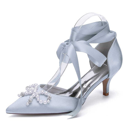 Low Heels Dress Hels Ankle Strap With Bow Tie Bridal Shoes Preals Prom Heels