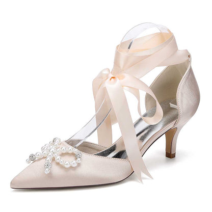 Low Heels Dress Hels Ankle Strap With Bow Tie Bridal Shoes Preals Prom Heels