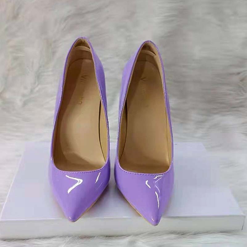 Elegant lavender high heels for women in glossy finish, perfect for stylish occasions