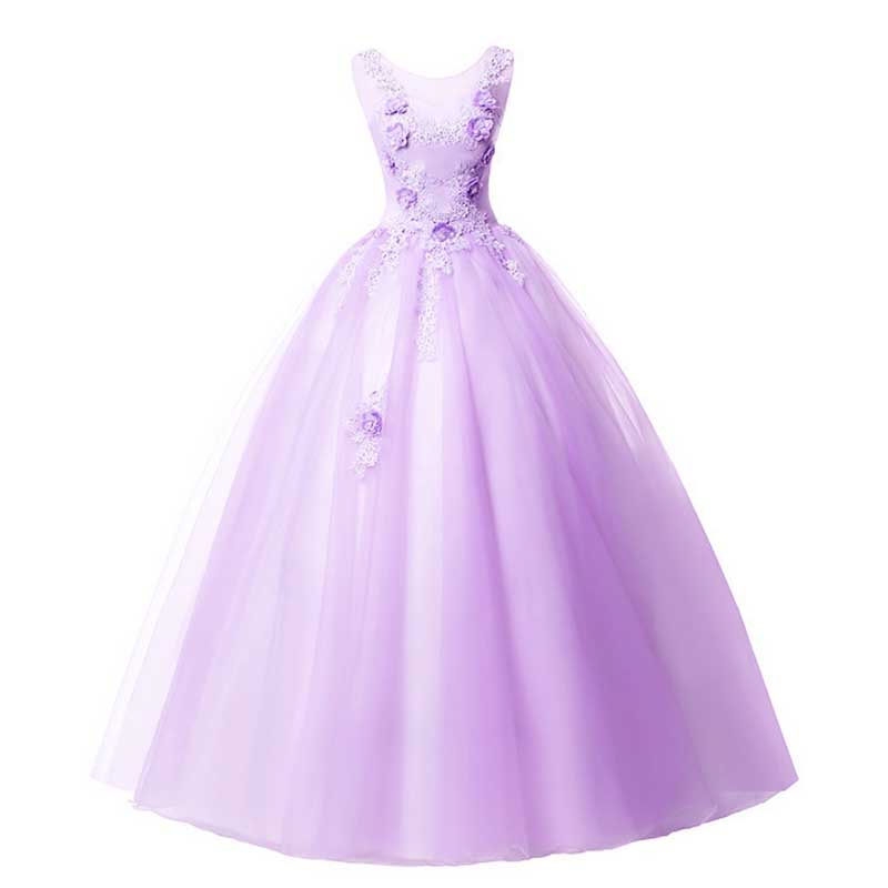 Lavender Ball Gown Quinceanera Dress Princess Dress V Neck Sleeveless Prom Dress