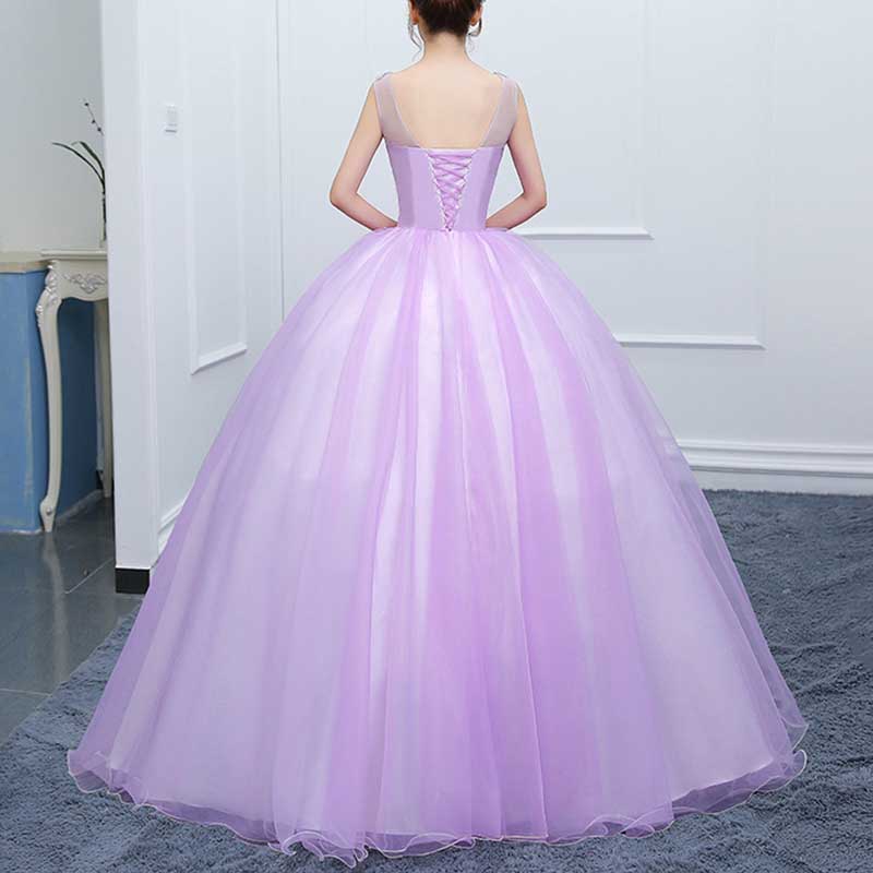 Lavender Ball Gown Quinceanera Dress Princess Dress V Neck Sleeveless Prom Dress