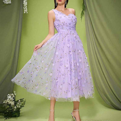 Purple One Shoulder Off-the-Shoulder Homecoming Dress For Event & Prom