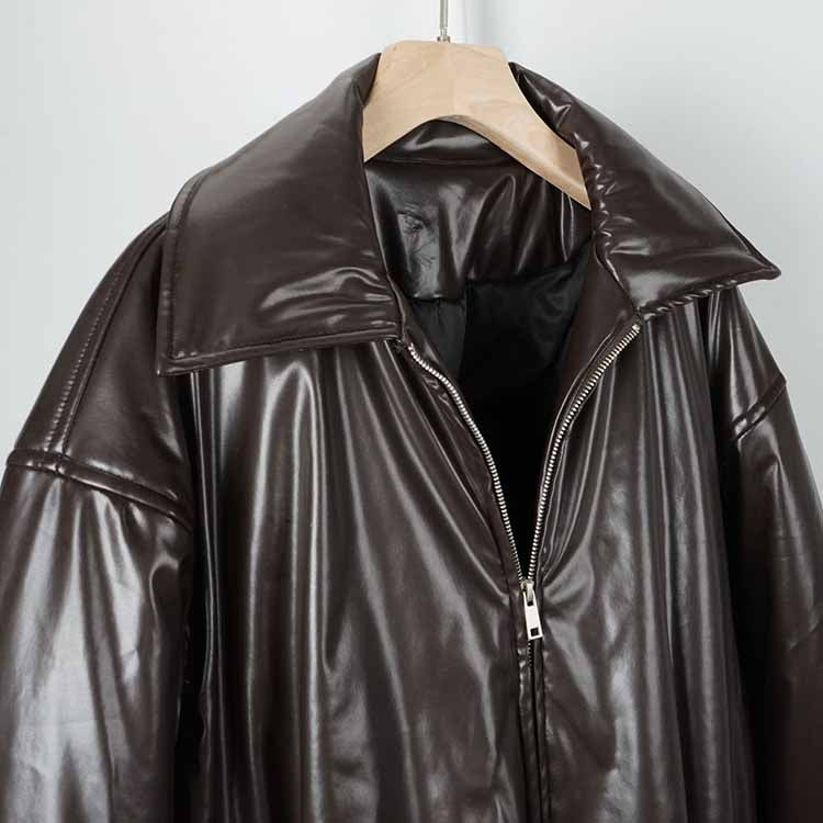 Thickened winter jacket short imitation leather jacket for women