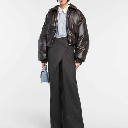 Thickened winter jacket short imitation leather jacket for women