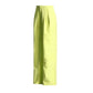 One Button Short Blazer Loose Pants Suits Lemon Green