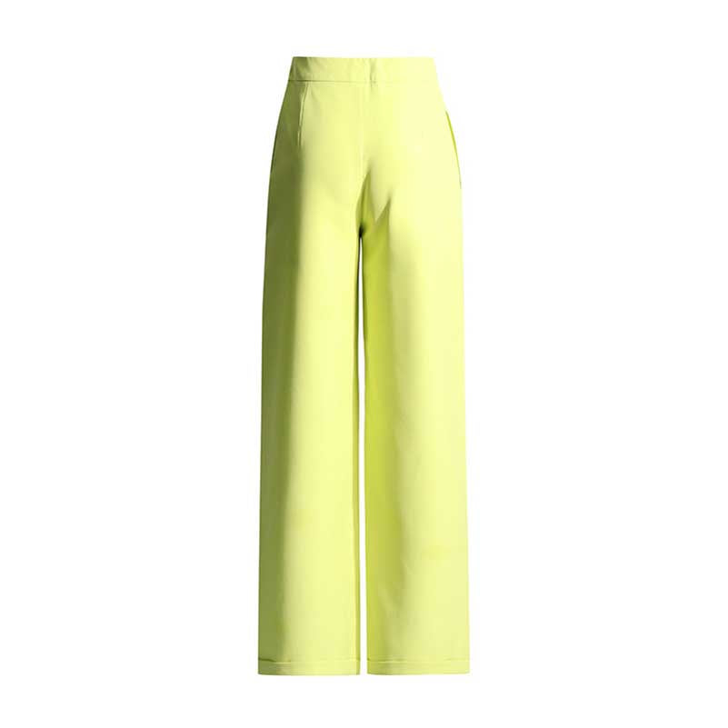 One Button Short Blazer Loose Pants Suits Lemon Green