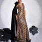 Leopard-Print Gown With Cape V-Neck Prom Dress