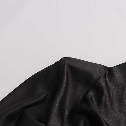 Black High Neck Long Dress with Metallic Belt – Vintage Fitted Waist Evening Gown for Women