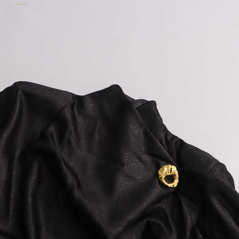 Black High Neck Long Dress with Metallic Belt – Vintage Fitted Waist Evening Gown for Women