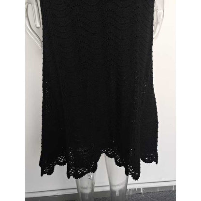 Square Neck Midi Black Dress Body-Con Slim Fit Chic A-Line Cocktail Dress