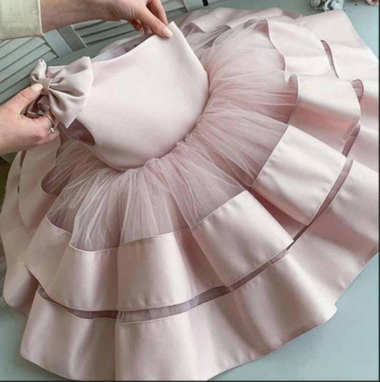 Children's Birthday Party Dress With Bows One Shoulder Kid Flower Girl Dresses