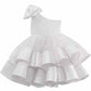 Children's Birthday Party Dress With Bows One Shoulder Kid Flower Girl Dresses