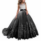 Princess Lace Flower Wedding Dress Kids Prom Puffy Tulle Ball Gowns