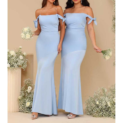 Mermaid Bridesmaid Dresses Satin Long Prom Dress Formal Evening Party Gowns