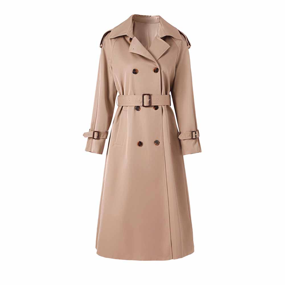 Women double breasted trench coat with belt