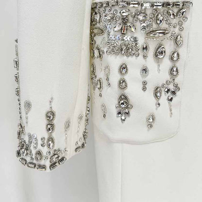 Long Sleeve Crystal Sequin Maxi Coat Dress Black Embellished Long Blazer Dress