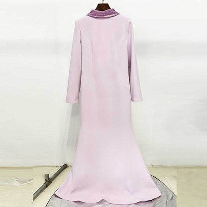 Lavender Backless Sequin-Beaded Evening Gown Long Formal Dress