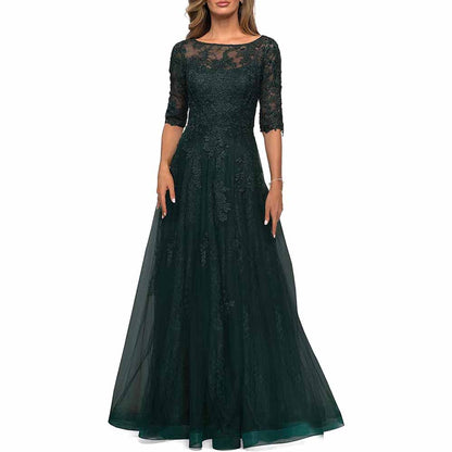 Lace Vintage Mother Of The Dress 3/4 Sleeves Gown Prom Long Wedding Guest Dress
