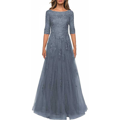 Lace Vintage Mother Of The Dress 3/4 Sleeves Gown Prom Long Wedding Guest Dress