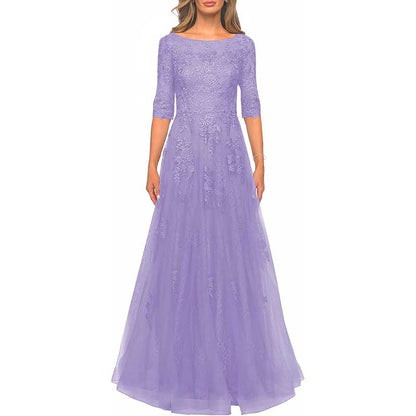 Lace Vintage Mother Of The Dress 3/4 Sleeves Gown Prom Long Wedding Guest Dress