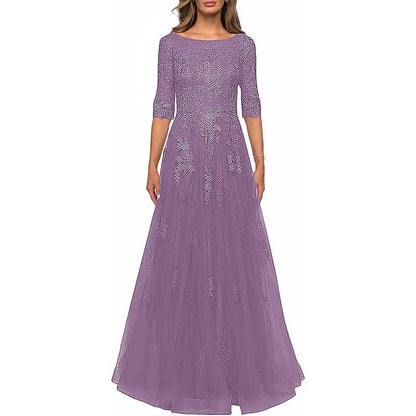 Lace Vintage Mother Of The Dress 3/4 Sleeves Gown Prom Long Wedding Guest Dress