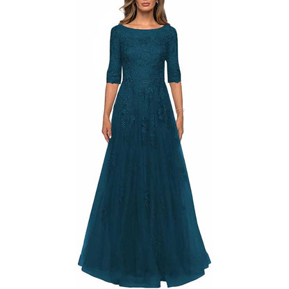 Lace Vintage Mother Of The Dress 3/4 Sleeves Gown Prom Long Wedding Guest Dress