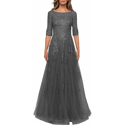 Lace Vintage Mother Of The Dress 3/4 Sleeves Gown Prom Long Wedding Guest Dress