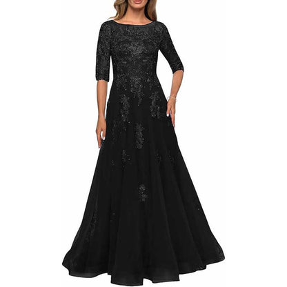 Lace Vintage Mother Of The Dress 3/4 Sleeves Gown Prom Long Wedding Guest Dress