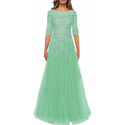 Lace Vintage Mother Of The Dress 3/4 Sleeves Gown Prom Long Wedding Guest Dress