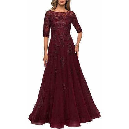 Lace Vintage Mother Of The Dress 3/4 Sleeves Gown Prom Long Wedding Guest Dress