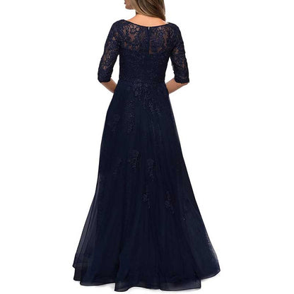 Lace Vintage Mother Of The Dress 3/4 Sleeves Gown Prom Long Wedding Guest Dress